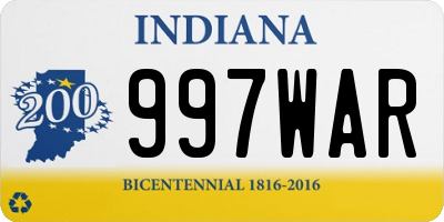 IN license plate 997WAR