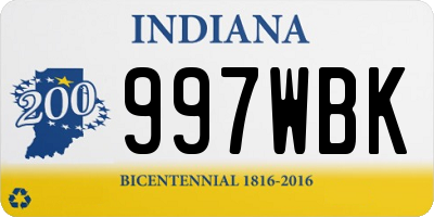 IN license plate 997WBK