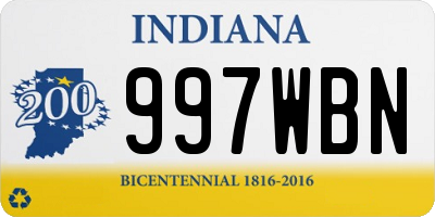 IN license plate 997WBN