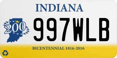 IN license plate 997WLB