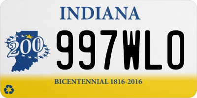 IN license plate 997WLO