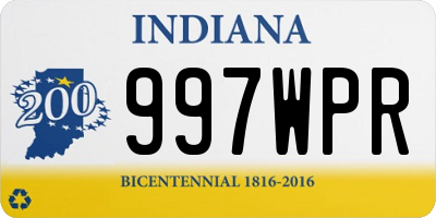 IN license plate 997WPR