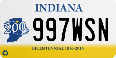 IN license plate 997WSN