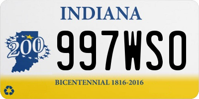 IN license plate 997WSO