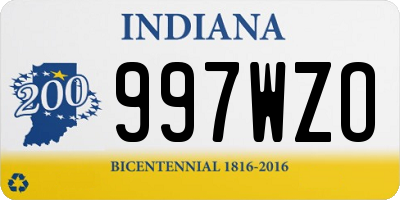 IN license plate 997WZO