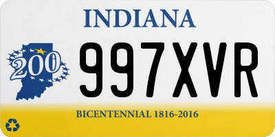 IN license plate 997XVR