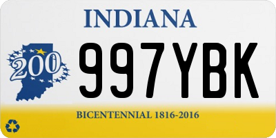 IN license plate 997YBK