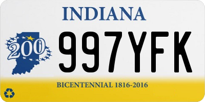 IN license plate 997YFK