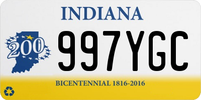 IN license plate 997YGC