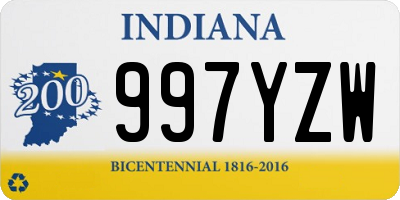 IN license plate 997YZW