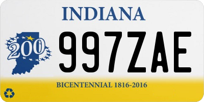 IN license plate 997ZAE