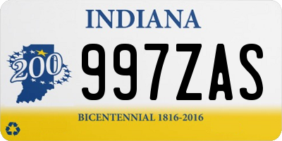 IN license plate 997ZAS