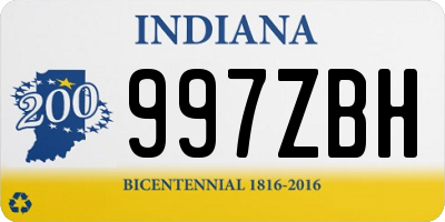 IN license plate 997ZBH