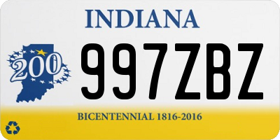 IN license plate 997ZBZ