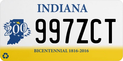 IN license plate 997ZCT