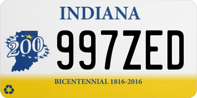 IN license plate 997ZED