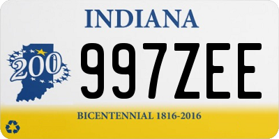 IN license plate 997ZEE