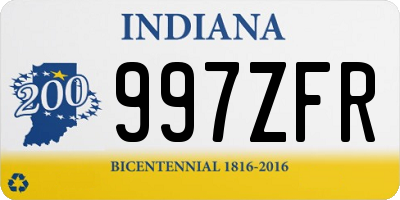 IN license plate 997ZFR