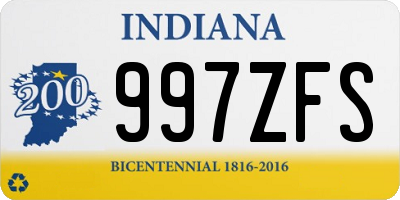 IN license plate 997ZFS