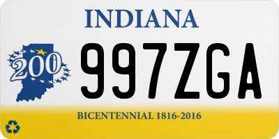 IN license plate 997ZGA