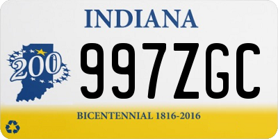 IN license plate 997ZGC