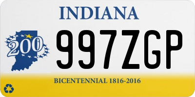 IN license plate 997ZGP