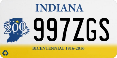 IN license plate 997ZGS