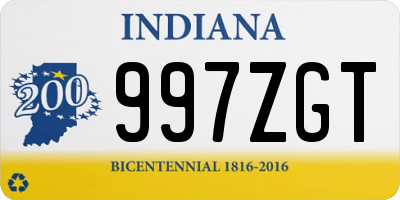 IN license plate 997ZGT