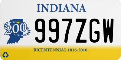 IN license plate 997ZGW