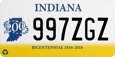 IN license plate 997ZGZ