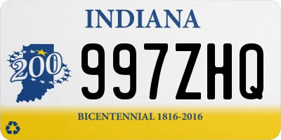 IN license plate 997ZHQ