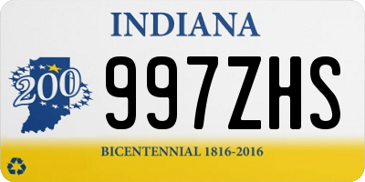 IN license plate 997ZHS