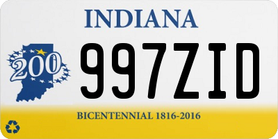 IN license plate 997ZID