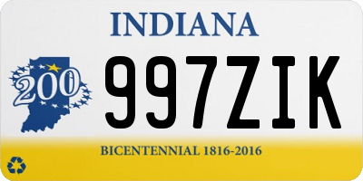 IN license plate 997ZIK