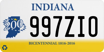 IN license plate 997ZIO