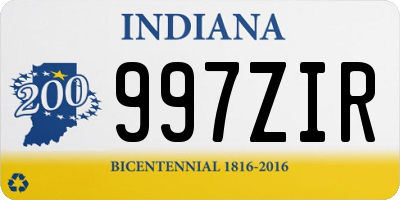 IN license plate 997ZIR