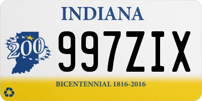 IN license plate 997ZIX