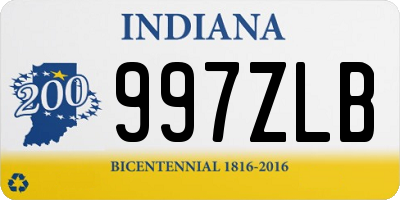 IN license plate 997ZLB