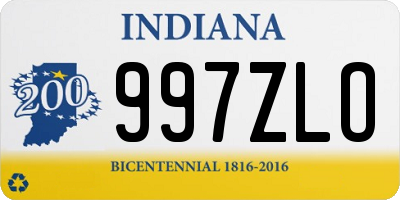 IN license plate 997ZLO