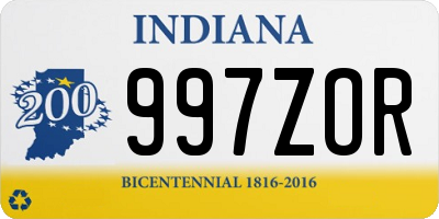 IN license plate 997ZOR