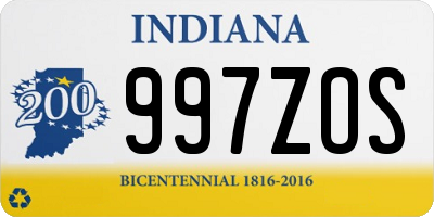 IN license plate 997ZOS