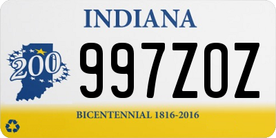 IN license plate 997ZOZ