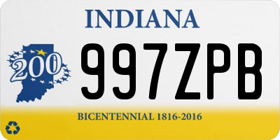 IN license plate 997ZPB