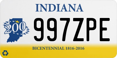 IN license plate 997ZPE