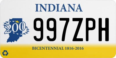 IN license plate 997ZPH