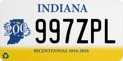 IN license plate 997ZPL