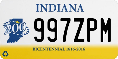 IN license plate 997ZPM