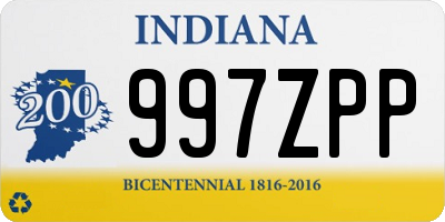 IN license plate 997ZPP