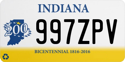 IN license plate 997ZPV