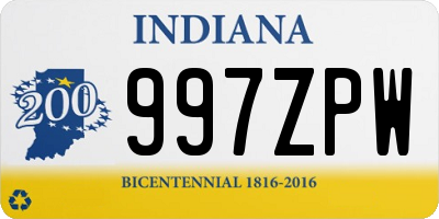 IN license plate 997ZPW